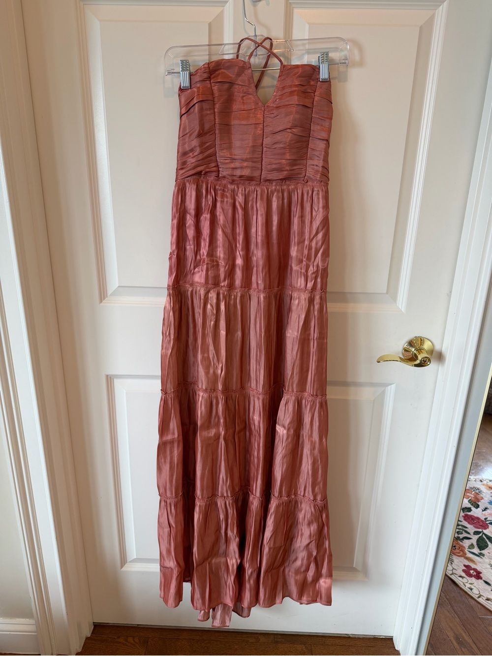Few Moda o.p.t. East Dress Rust Halter-Tie Tiered Midi Dress - Picture 6 of 8
